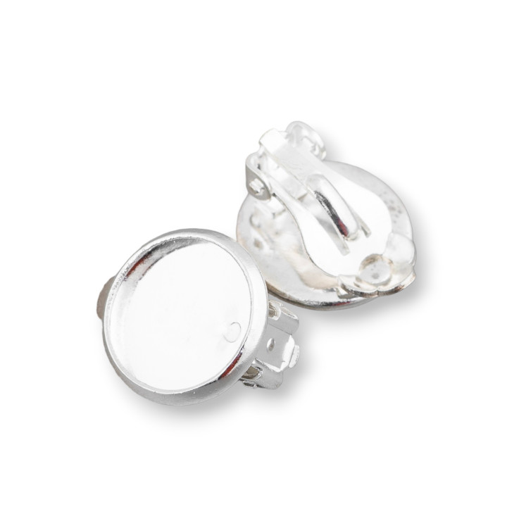 Boucles D'oreilles Clip En Laiton Avec Lunette Intérieure De 12mm Bordure De 2mm 12 Paires Argent