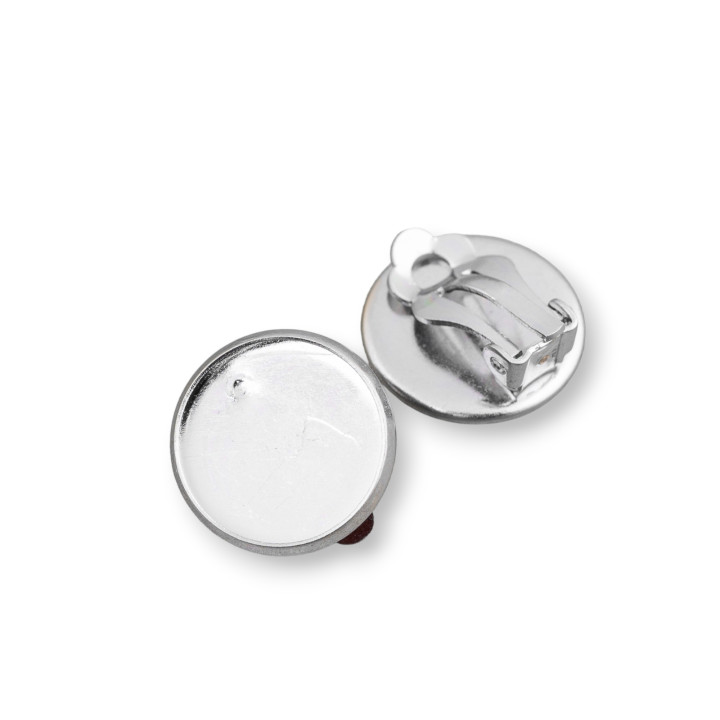 Brass Clip Earring Base with Internal Bezel 14mm Edge 2mm 12 Pairs