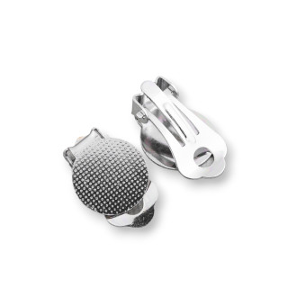 Boucles d'Oreilles Clip Rond Laiton Rhodié 12x17,5mm 12 Paires