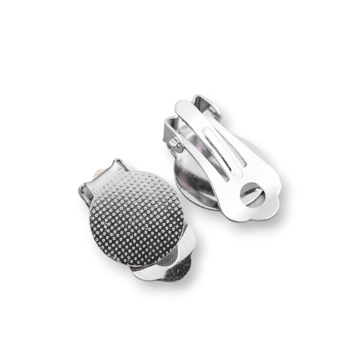 Runde gepunktete Messing-Ohrclips Basis 12x17,5mm 12 Paar Rhodium