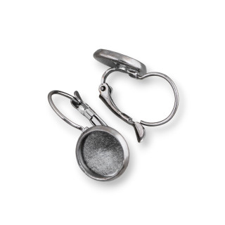 Ohrringbasis aus Messing mit geschlossenem Haken und 10 mm innerer Lünette, 1,9 mm Rand, 12 Paar, brüniert