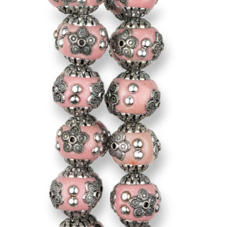 Boules Céramique Style Baroque 14mm 24pcs Rhodium Rose
