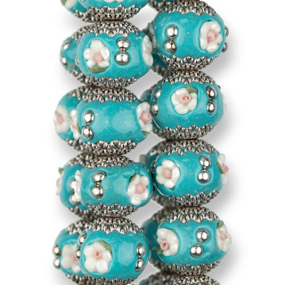 Boules Céramique Style Baroque 17x14mm 23pcs Turquoise