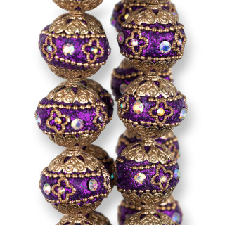 Bolas de Ceramica Estilo Barroco 20mm 16pcs Morado Dorado MOD1