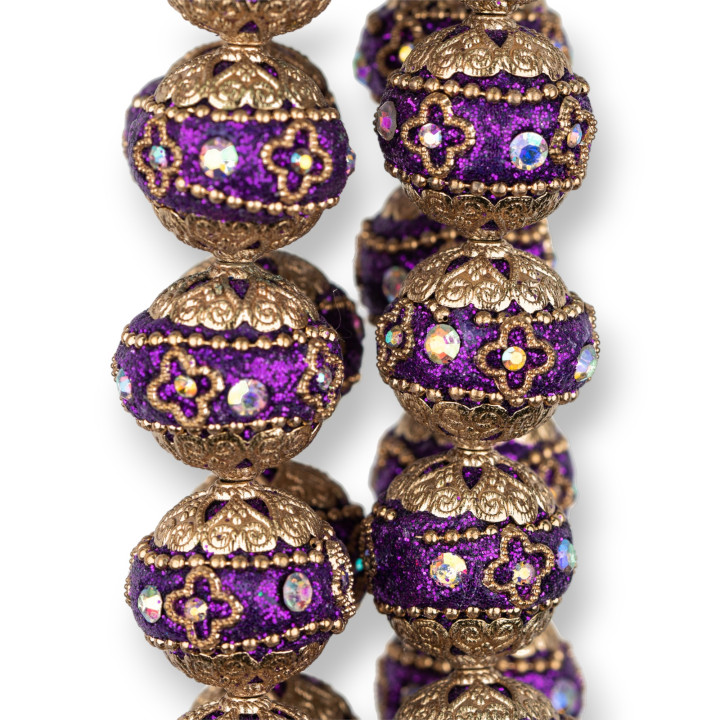 Bolas de Ceramica Estilo Barroco 20mm 16pcs Morado Dorado MOD1