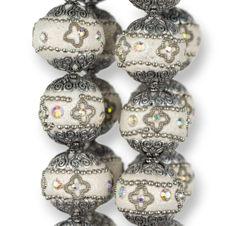 Bolas Cerámica Estilo Barroco 20mm 16pcs Rodio Blanco MOD1