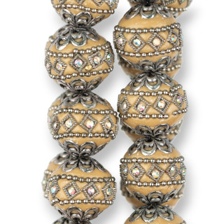 Boules Céramique Style Baroque 20mm 16pcs Marron Clair Rhodié MOD2