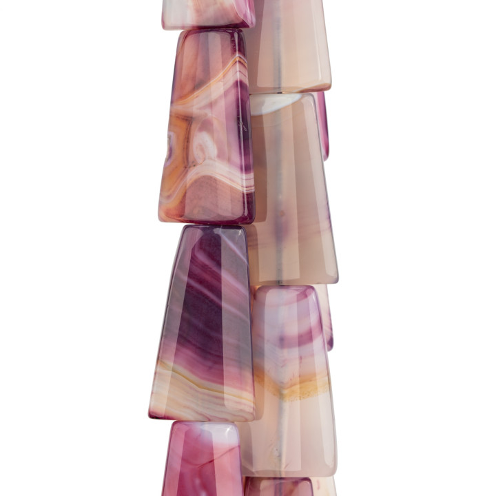 Lila Achat gestreiftes Trapez, flach facettiert, 20 x 45 mm, klar