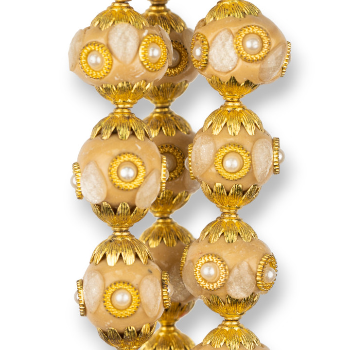 Baroque Style Ceramic Balls 23x25mm 13pcs Golden Light Brown MOD2
