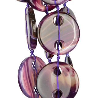 Purple Agate Striated Round Flat Smooth Without Through Hole 45mm 8pcs