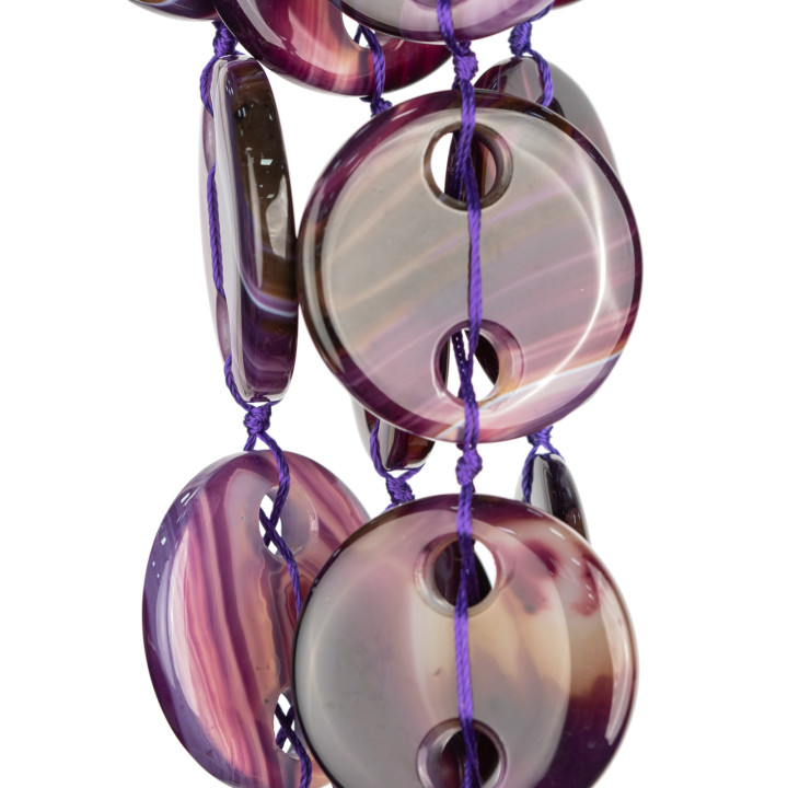 Purple Agate Striated Round Flat Smooth Without Through Hole 45mm 8pcs