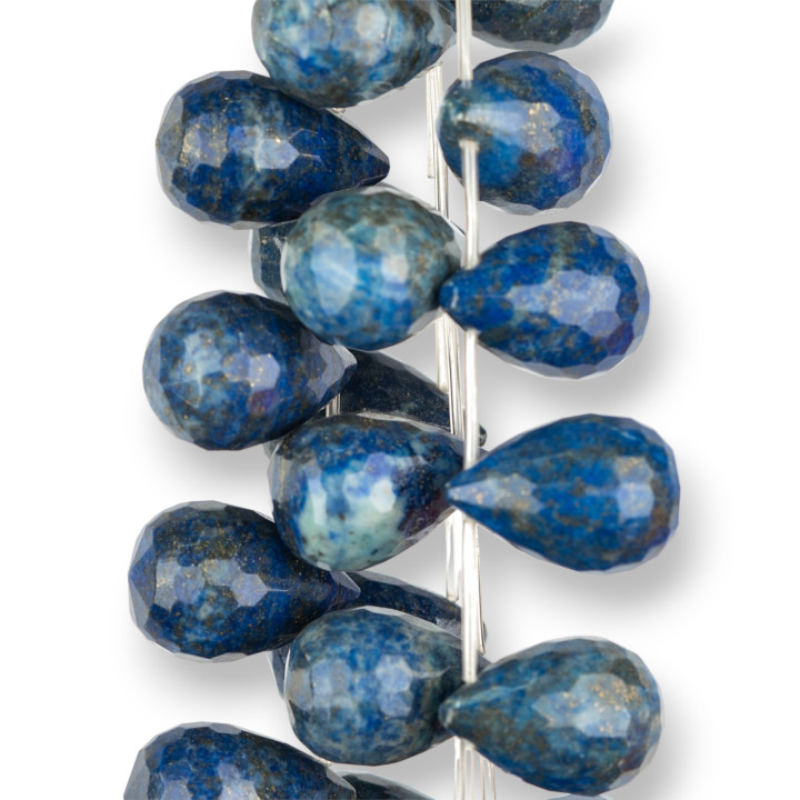 Raw Blue Lapis Lazuli Drops Faceted Briolette 22x15mm Μπροστινή τρύπα