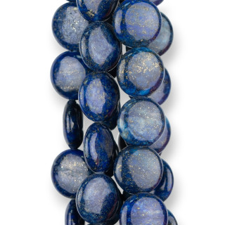 Blauer Lapislazuli verstärkt rund flach glatt 16mm