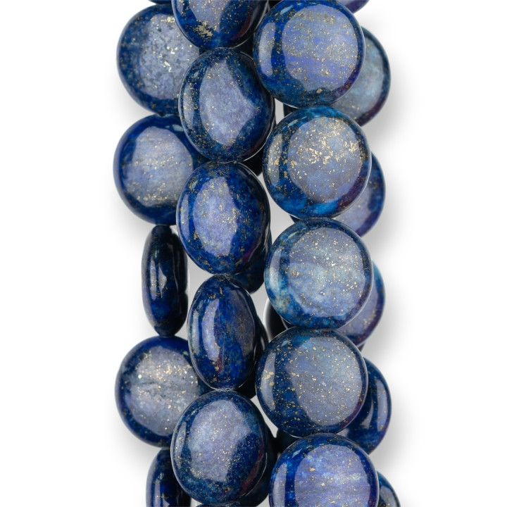 Blauer Lapislazuli verstärkt rund flach glatt 16mm
