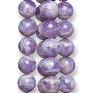 Smooth Round Fossil Amethyst 12mm