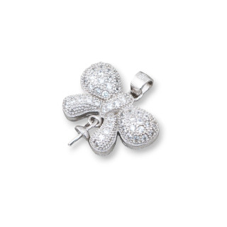 Basis für Anhänger aus Silber 925 Schmetterling mit Zirkonen und Stift 18x20mm 2Stk Rhodium