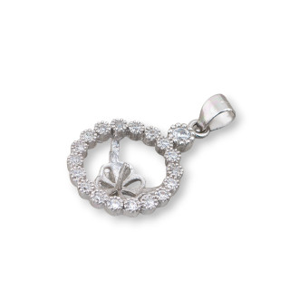 Base pour pendentif en argent 925 avec zircons 16mm 2pcs rhodié