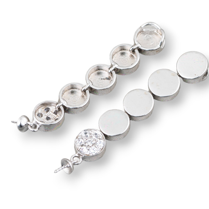 Base for 925 Silver Pendant with Fantasy Zircons 07x45mm 2pcs Rhodium Plated