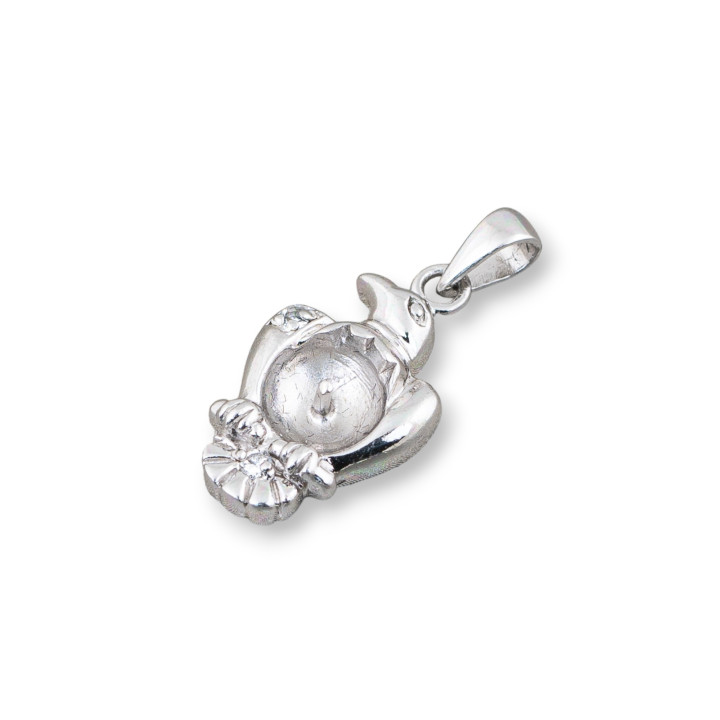 Bases de pendentif en argent sterling 925 avec zircons 11x19mm 4pcs