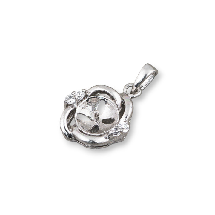 Βάσεις για Ασημένια μενταγιόν 925 με Ζιργκόν 12x16,5mm 5τμχ