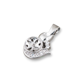 Bases de pendentif en argent sterling 925 avec zircons 13x21,5mm 4pcs