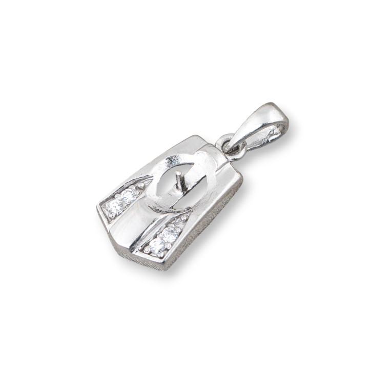 Bases de pendentif en argent sterling 925 avec zircons 9x16mm 6pcs