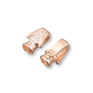 Hakenverschluss aus 925er Silber mit Zirkonen 7,5 x 11,5 mm, 3 Paar Roségold