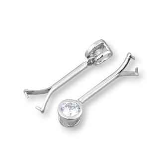 Gancho Para Colgante De Plata 925 Con Zircon Pointoluce Y Barra 8x30mm 4pcs