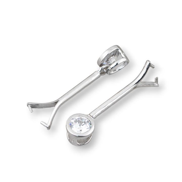 Hook for 925 Silver Pendant with Zircon Puntoluce and Bar 8x30mm 4pcs