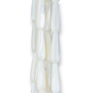 Gotas de Madreperla Blanca Briolette 6x20mm