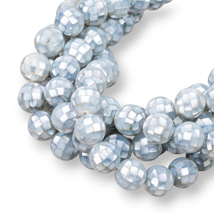 Perlmutt Mosaik Grau Rund Glatt 10mm