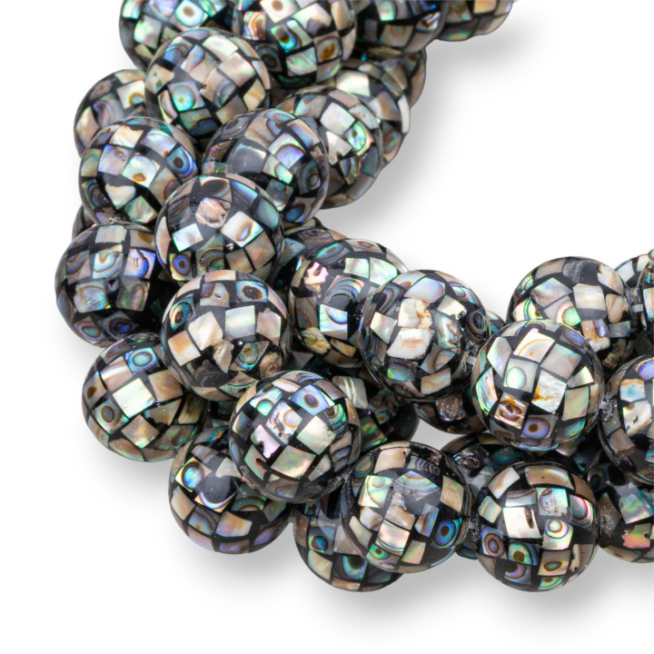 Madreperla Mosaico Nero Abalone Tondo Liscio 18mm