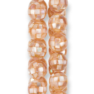 Mother of Pearl Pink Mosaic Στρογγυλό Λείο 14mm