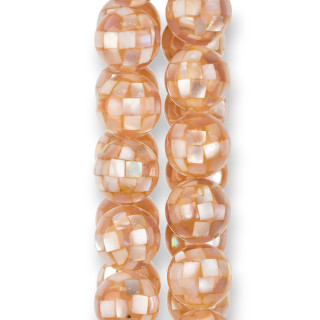 Mother of Pearl Pink Mosaic Round Smooth 16mm