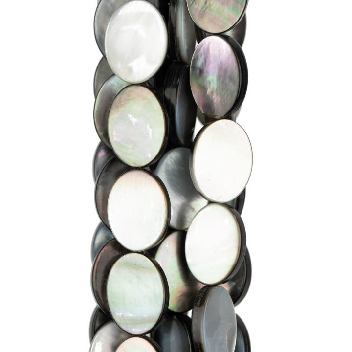 Nacre Noire Plate Ovale 12x16mm