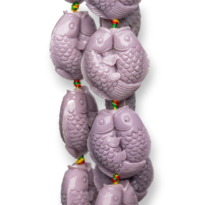 Double Fish Strand Resin Beads 24mm 13pcs Lavender
