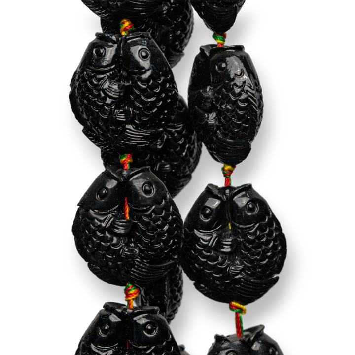 Cuentas de resina de hilo de pescado doble 24 mm 13 piezas negro