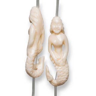 Meerjungfrau Draht Harzperlen 18x54mm 6St Weiß