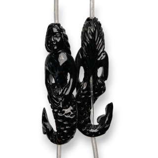 Mermaid Wire Resin Beads 18x54mm 6pcs Black