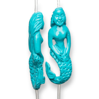 Perline Di Resina A Filo Sirena 18x54mm 6pz Turchese