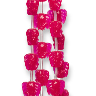 Tête d'éléphant Fil Résine Perles 14mm 20pcs Fuchsia