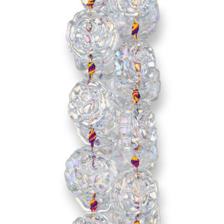 Cristal Rosa Esmaltado 24mm 15uds Blanco Transparente