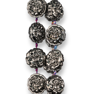 Cristal Rose Émaillé 24mm 15pcs Gris Foncé