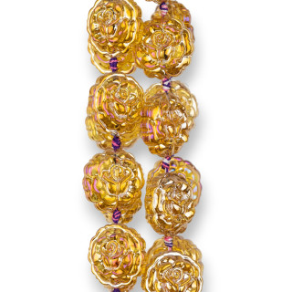 Enamelled Crystal Roses 24mm 15pcs Boreal Honey