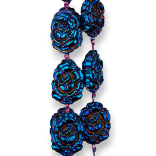 Cristal Rosa Esmaltado 24x32mm 11pcs Azul