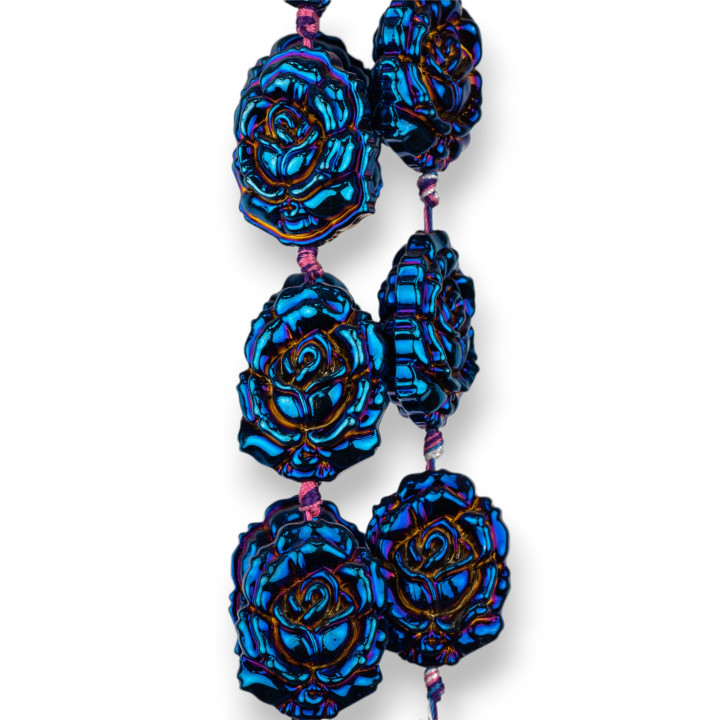 Cristal Rose Émaillé 24x32mm 11pcs Bleu