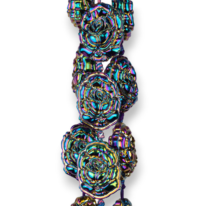 Rose di Cristallo Smaltato 24x32mm 11pz Blu Boreale