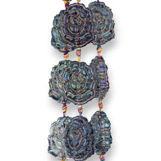 Rose di Cristallo Smaltato 24x32mm 11pz Blu Trasparente Boreale