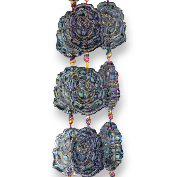 Rosas Cristal Esmaltado 24x32mm 11pcs Azul Transparente Boreal