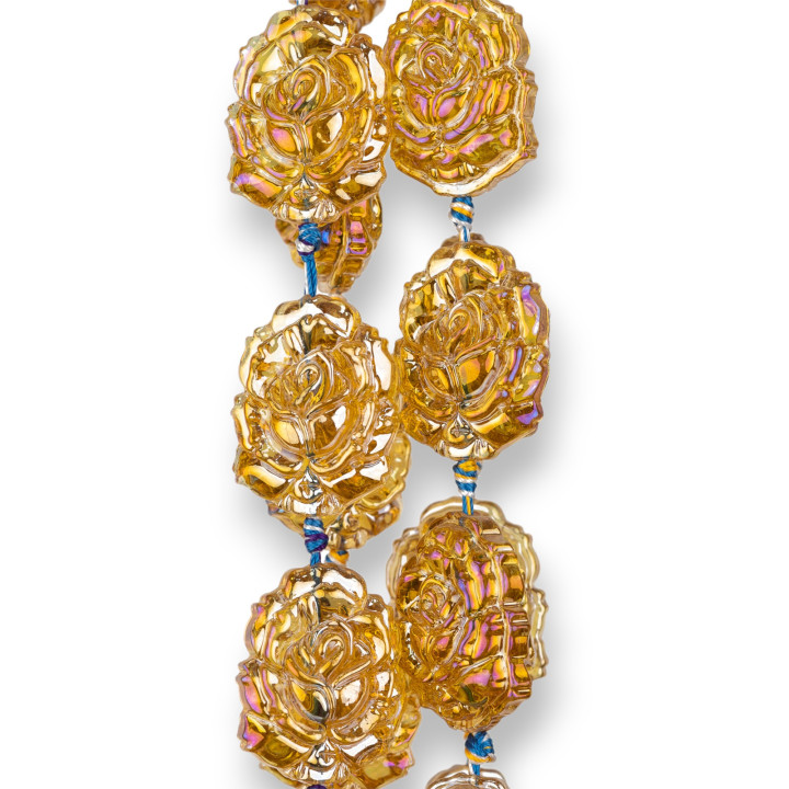 Enamelled Crystal Roses 24x32mm 11pcs Boreal Honey